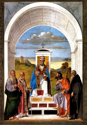San Pietro in cattedra e quattro santi